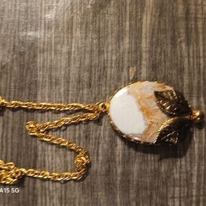 Gold and White Pendant Necklace